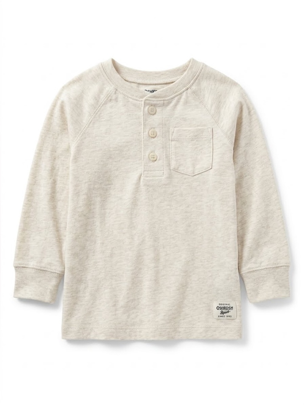 OshKosh B'gosh Toddler 2T Cream Henley Long-Sleeve Tee with Pocket
